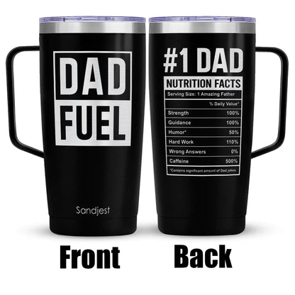 SANDJEST Father’S Day 20Oz Stainless Steel Tumbler with Handle & Lid, Double Wall Insulated Travel Coffee Cup, Gift for Him Step Dad Men Travel Work