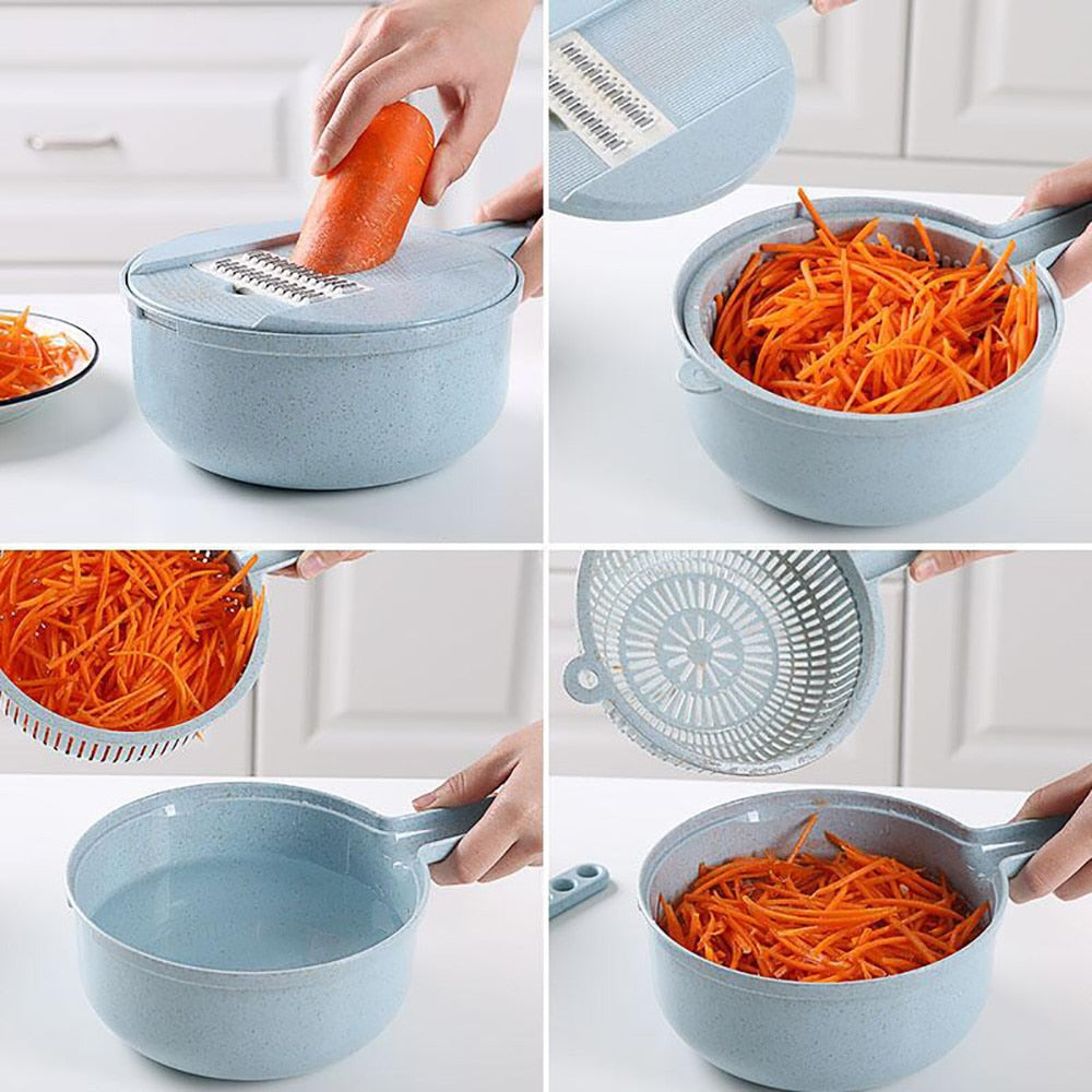 8 in 1 Mandoline Slicer Vegetable Slicer Potato Peeler Carrot Onion Grater with Strainer Vegetable Cutter Kitchen Accessories