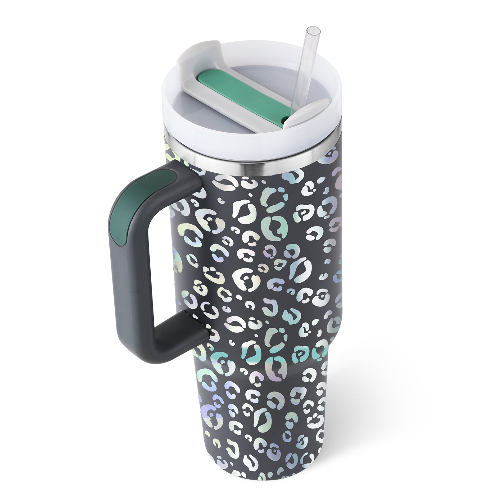 40 Oz Tumbler with Handle Straw Insulated, Stainless Steel Spill Proof Vacuum Coffee Cup Tumbler with Lid Tapered Mug Gifts for Valentine Lover Suitable for Car Gym Office Travel
