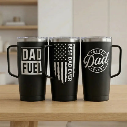SANDJEST Father’S Day 20Oz Stainless Steel Tumbler with Handle & Lid, Double Wall Insulated Travel Coffee Cup, Gift for Him Step Dad Men Travel Work