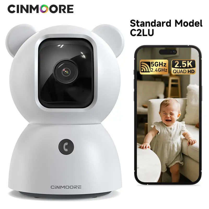 【FLASH SALES】 CINMOORE 2.5K Indoor Security Camera Pet Camrea Wifi 360° Pan-Tilt AI Motion Detection Two-Way Audio Night Vision Clear Monitoring Recording Baby Crying Baby Monitoring Cameras for Home 360 Camera Mini Camera Sd Button Card
