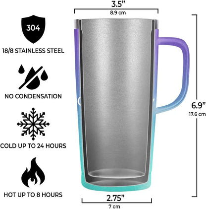 SANDJEST Father’S Day 20Oz Stainless Steel Tumbler with Handle & Lid, Double Wall Insulated Travel Coffee Cup, Gift for Him Step Dad Men Travel Work