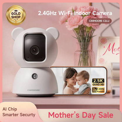 【FLASH SALES】 CINMOORE 2.5K Indoor Security Camera Pet Camrea Wifi 360° Pan-Tilt AI Motion Detection Two-Way Audio Night Vision Clear Monitoring Recording Baby Crying Baby Monitoring Cameras for Home 360 Camera Mini Camera Sd Button Card