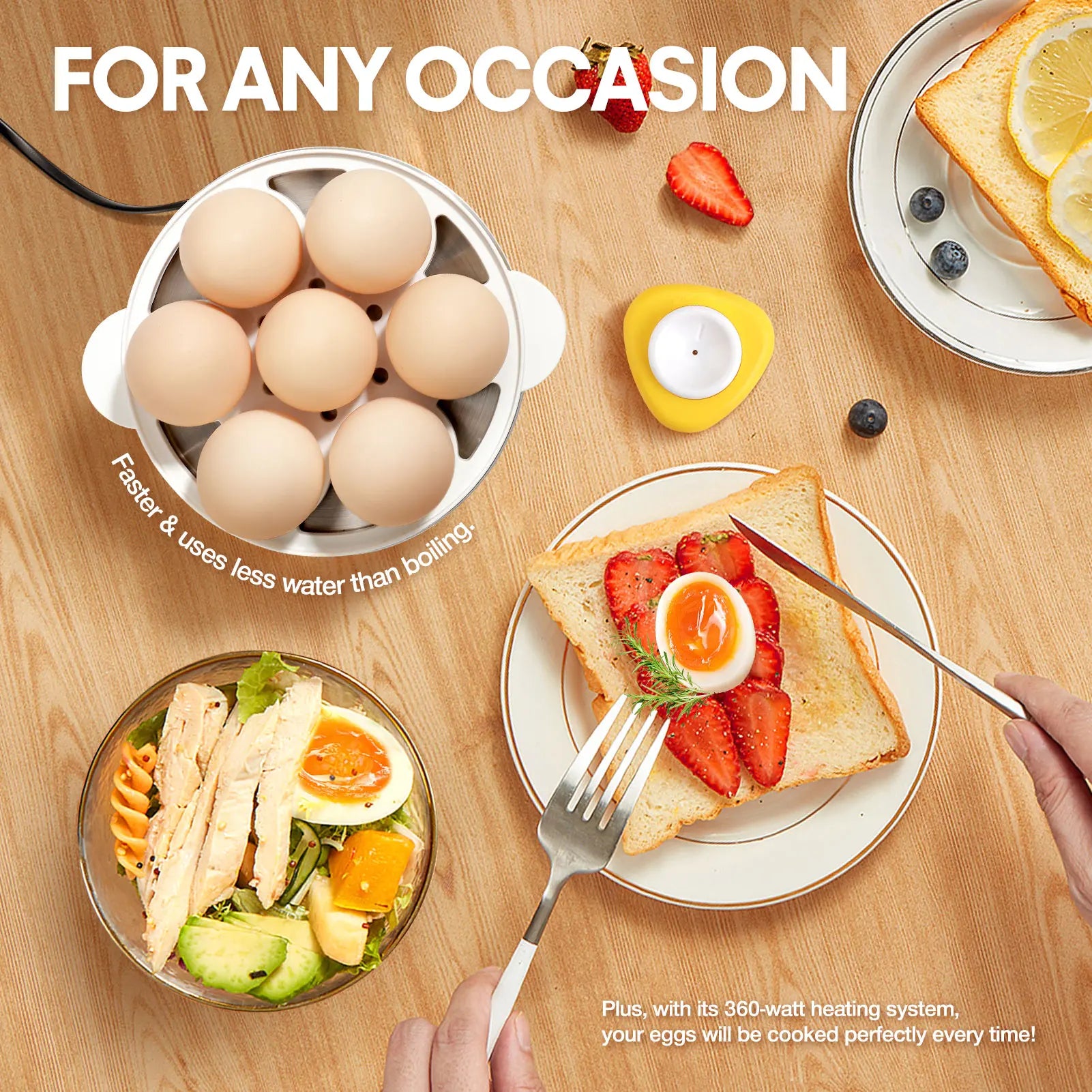 Yonsya Rapid Egg Cooker 7 Egg Capacity Electric Egg Cooker for Hard Boiled Eggs Poached Scrambled Omelets with Auto Shut off Feature Black,Summerwins