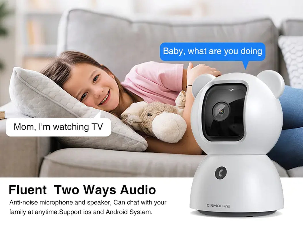 【FLASH SALES】 CINMOORE 2.5K Indoor Security Camera Pet Camrea Wifi 360° Pan-Tilt AI Motion Detection Two-Way Audio Night Vision Clear Monitoring Recording Baby Crying Baby Monitoring Cameras for Home 360 Camera Mini Camera Sd Button Card