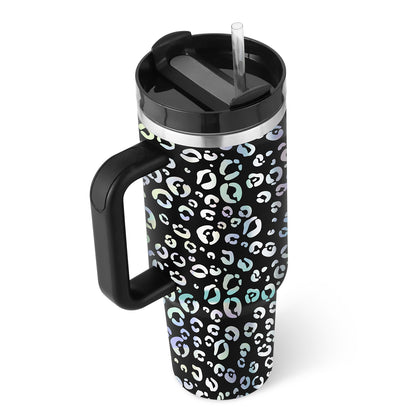 40 Oz Tumbler with Handle Straw Insulated, Stainless Steel Spill Proof Vacuum Coffee Cup Tumbler with Lid Tapered Mug Gifts for Valentine Lover Suitable for Car Gym Office Travel