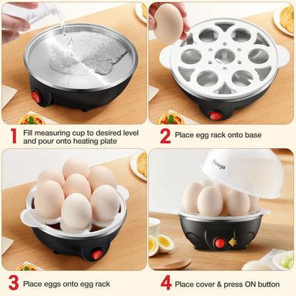 Yonsya Rapid Egg Cooker 7 Egg Capacity Electric Egg Cooker for Hard Boiled Eggs Poached Scrambled Omelets with Auto Shut off Feature Black,Summerwins