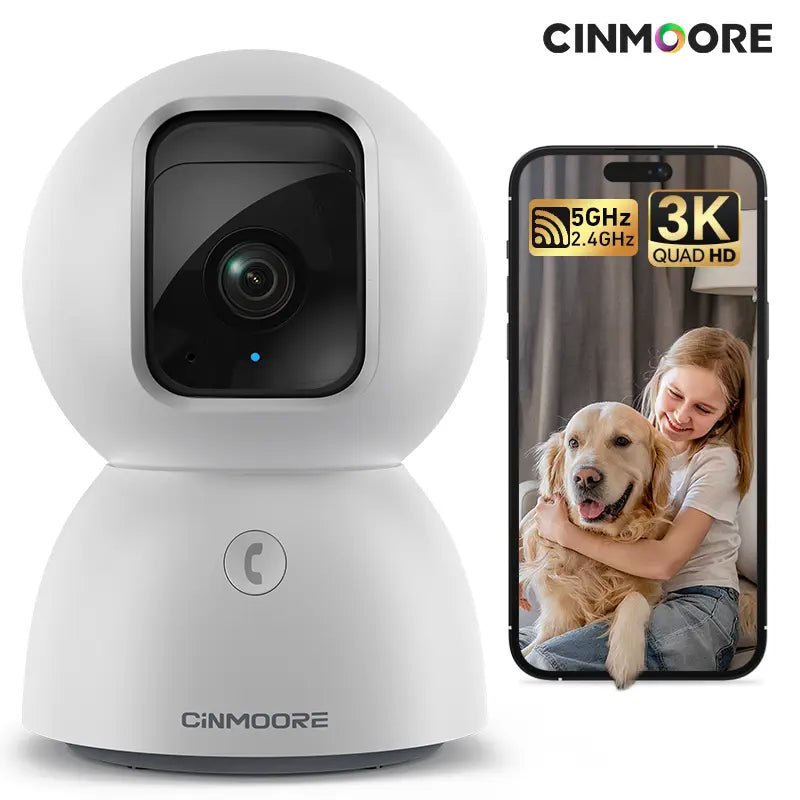 【FLASH SALES】 CINMOORE 2.5K Indoor Security Camera Pet Camrea Wifi 360° Pan-Tilt AI Motion Detection Two-Way Audio Night Vision Clear Monitoring Recording Baby Crying Baby Monitoring Cameras for Home 360 Camera Mini Camera Sd Button Card