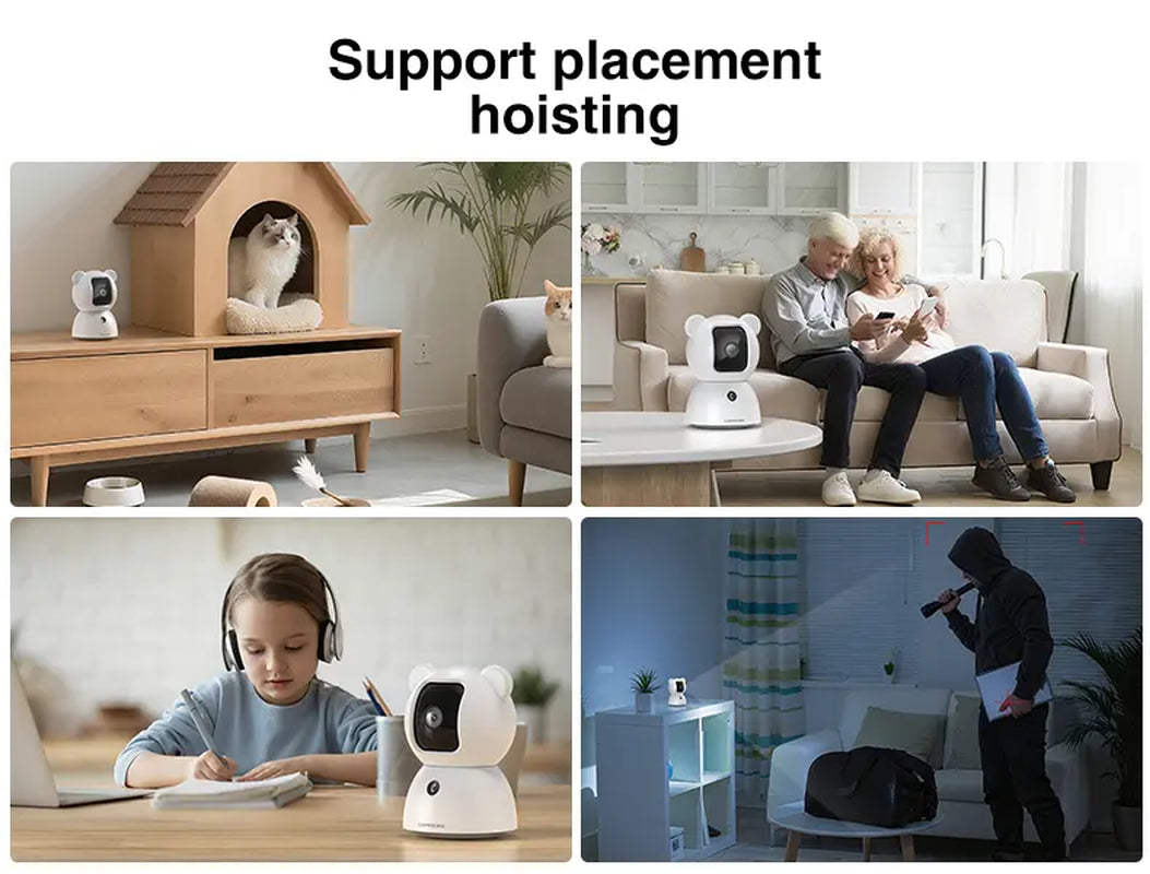 【FLASH SALES】 CINMOORE 2.5K Indoor Security Camera Pet Camrea Wifi 360° Pan-Tilt AI Motion Detection Two-Way Audio Night Vision Clear Monitoring Recording Baby Crying Baby Monitoring Cameras for Home 360 Camera Mini Camera Sd Button Card