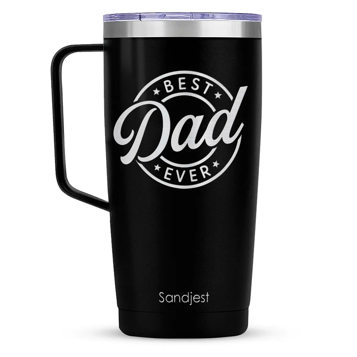 SANDJEST Father’S Day 20Oz Stainless Steel Tumbler with Handle & Lid, Double Wall Insulated Travel Coffee Cup, Gift for Him Step Dad Men Travel Work