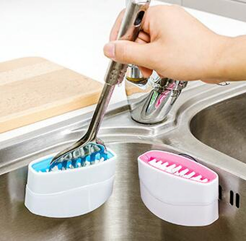 Creative Kitchen Knife and Fork Chopsticks Cleaning Brush with Suction Cup Fruit and Vegetable Cleaning Brush Kitchen Cleaning Brush