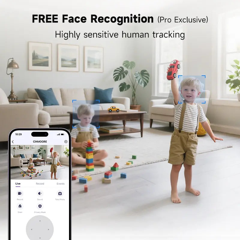 【FLASH SALES】 CINMOORE 2.5K Indoor Security Camera Pet Camrea Wifi 360° Pan-Tilt AI Motion Detection Two-Way Audio Night Vision Clear Monitoring Recording Baby Crying Baby Monitoring Cameras for Home 360 Camera Mini Camera Sd Button Card