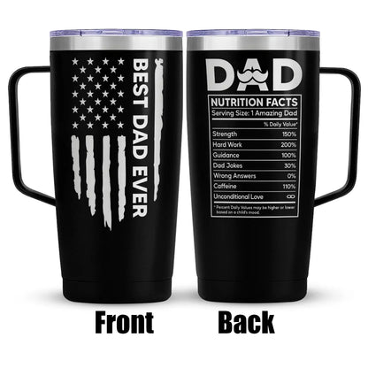 SANDJEST Father’S Day 20Oz Stainless Steel Tumbler with Handle & Lid, Double Wall Insulated Travel Coffee Cup, Gift for Him Step Dad Men Travel Work